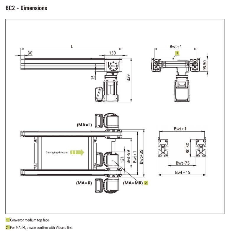 Bc2 Timing Belt Conveyor/Timing Belt Pallet Conveyor/Free Flow Conveyor/Toothed Belt Conveyor 1 Bc2 dimensions2 vitrans timing belt conveyor - 1
