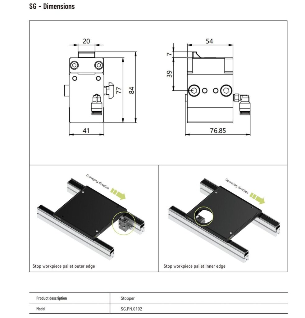 Sg Pneumatic Stopper/Pneumatic Non-Dampened Pallet Stopper 1 Pneumatic non dampened pallet stopper - 1