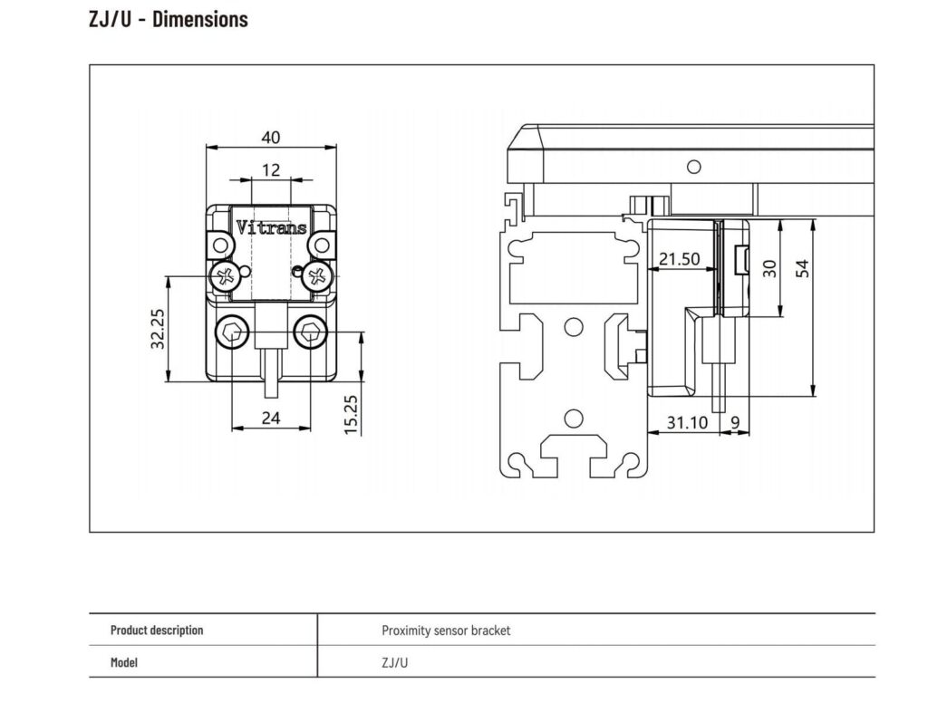 Zj-U Proximity Sensor Bracket 1 Dimensions zju proximity sensor bracket - 1